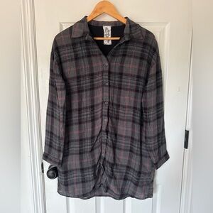 Sadie & Sage Plaid Button Down Tunic Shirt Jacket - Size Small